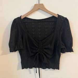 🖤✨ Shein Eyelet Ruched Blouse